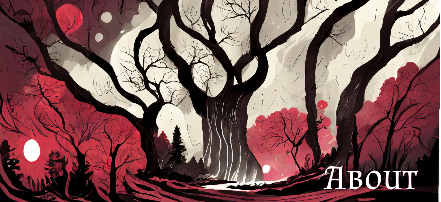 maroon and black tree illustration