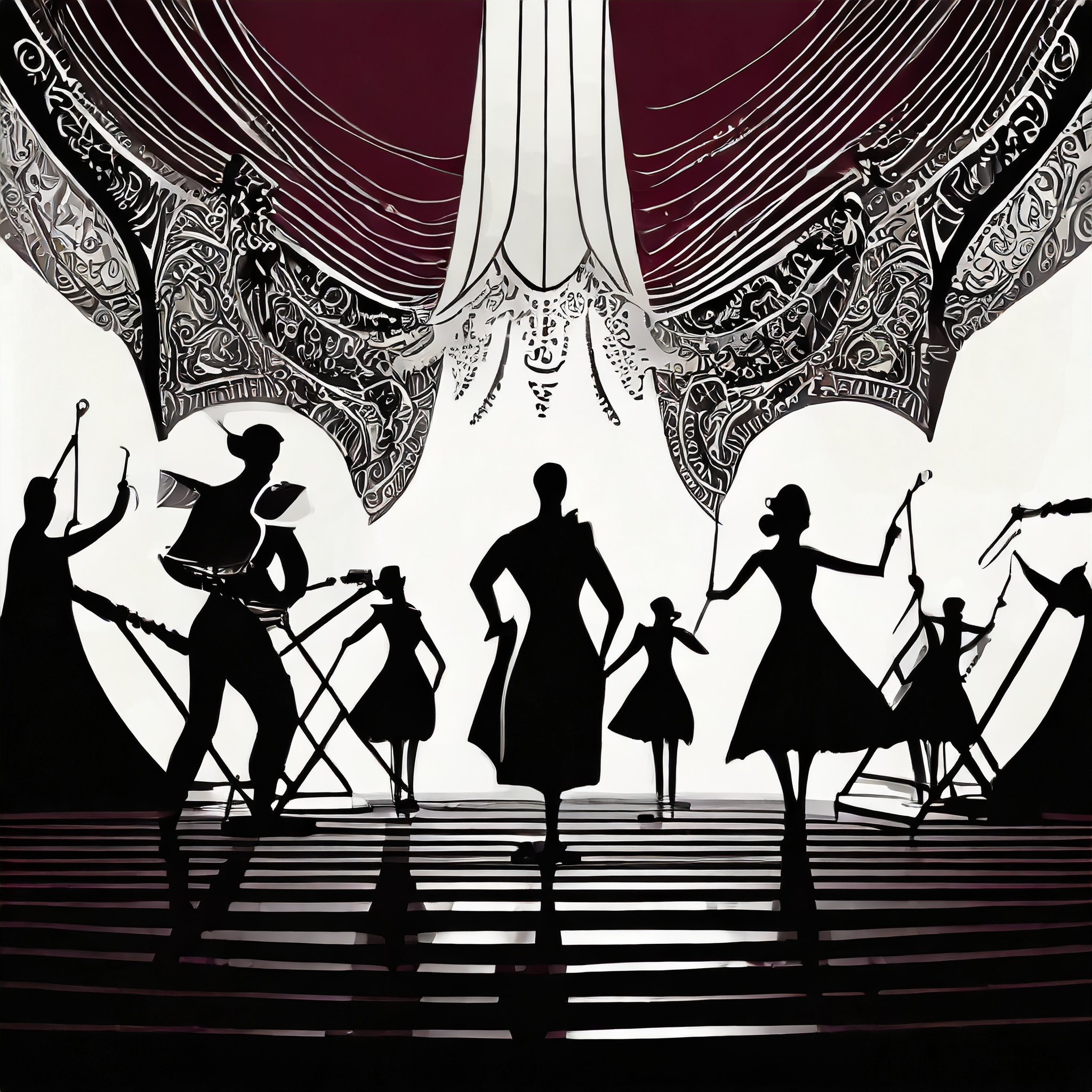silhouettes dancing